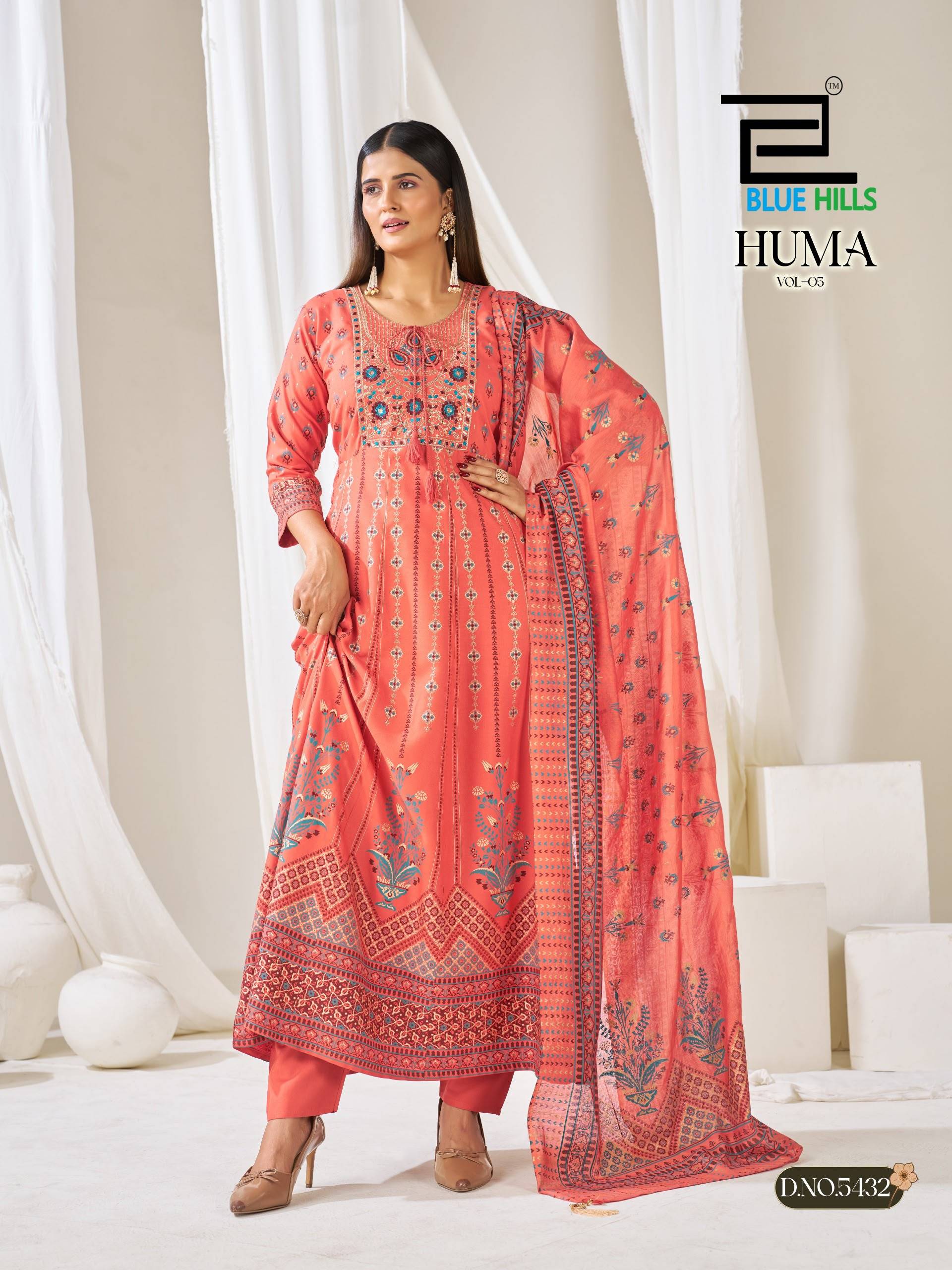 HUMA VOL 5 By Blue Hills 5429 To 5434 Series Stylish Beautiful Colourful Rayon Dresses At Wholesale Price
